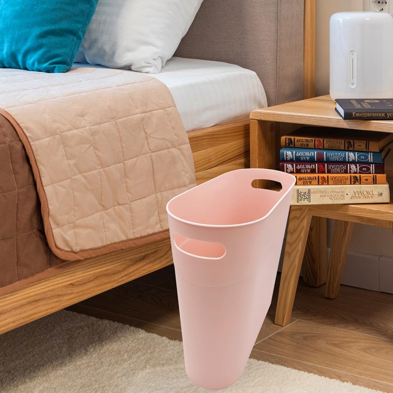 ROYFACC Small Trash Can Plastic Bathroom Wastebasket 3.2 Gallon Slim Garbage Container Bin with Handle for Home Kitchen Bathroom Bedroom Office, 2 Pack, Pink - Image 2